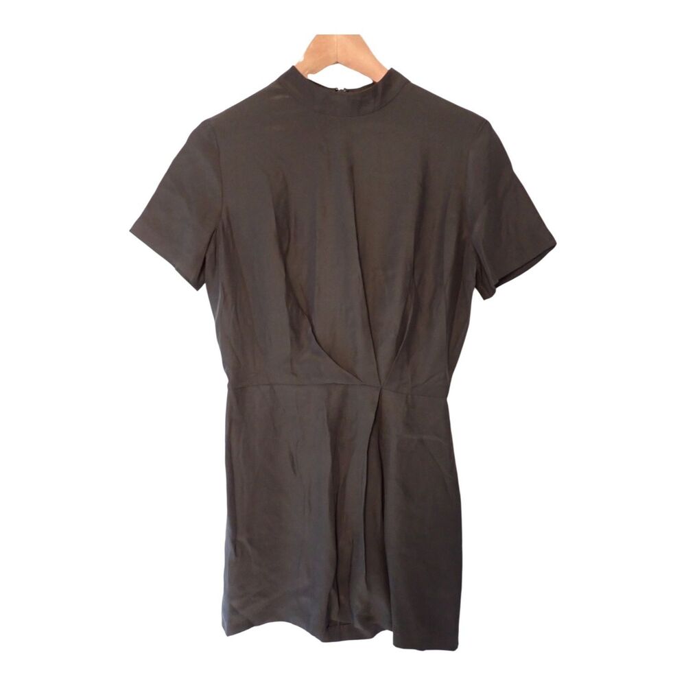rag & bone Dress Size XXS 00 Silk Charmeuse Short Sleeve High Neck Mini Black